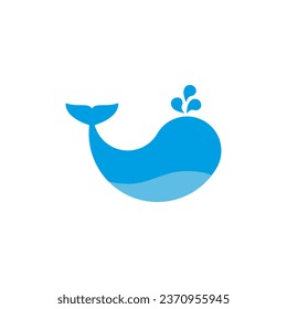 Blue whale with fountain. Vector. 