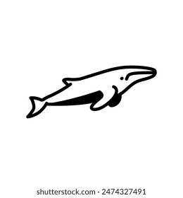 Blue Whale Glyph Icon, Vector illustration