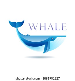 Blue Whale Gradient Logo Concept. Icon Design Concept Vector.