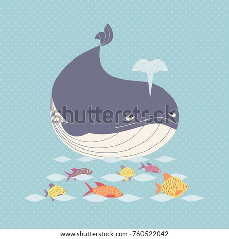 Blue whale icon. Cute cartoon sign. Powerful and dynamic ocean marmals. Wildlife under sea symbol. Design for save wahles. oceanic ecosystem banner. Animal watching funny emblem. Vector illustration