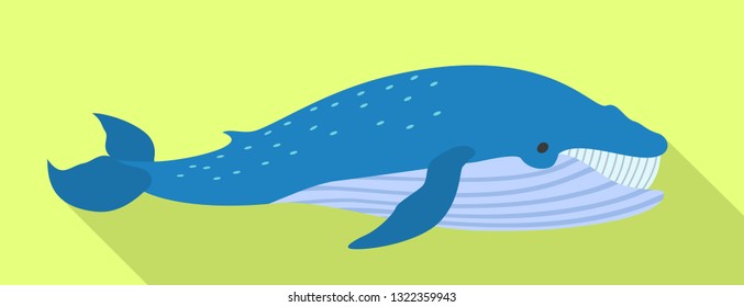Blue whale icon. Flat illustration of blue whale vector icon for web design