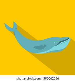 Blue whale icon. Flat illustration of blue whale vector icon for web isolated on yellow background