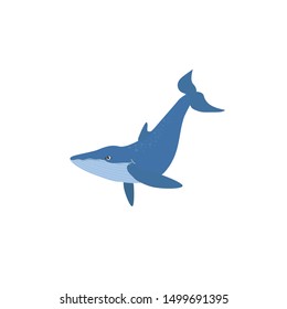 Blue whale icon isolated on white background. Vector illustration can use for logo, decor, prints, childish background