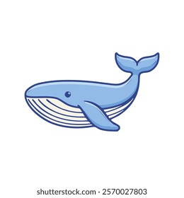 Blue whale icon. Vector illustration of a blue fish isolated on white background.