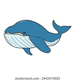 blue whale illustration isolated vector	