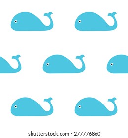 Blue Whale Illustration. Seamless pattern. Simple children style. Vector illustration EPS10.