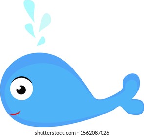 Baleia azul, ilustração, vetor sobre fundo branco.