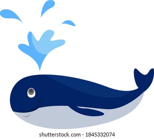 Blue whale, illustration, vector on white background