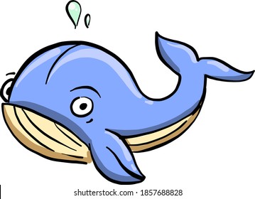 Blue whale, illustration, vector on white background