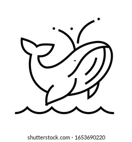 Blue whale line icon, concept sign, outline vector illustration, linear symbol.