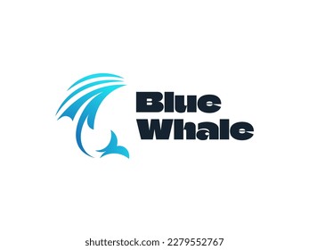 Blue Whale Logo with Abstract and Simple Concept