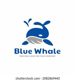 Blue whale logo design template.