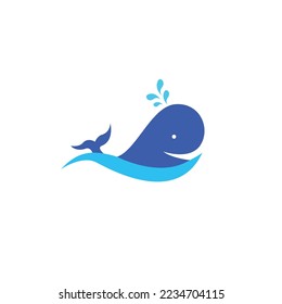 Blue whale and logo design vector