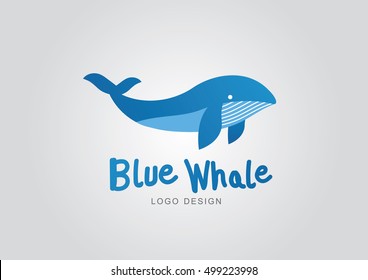 Blue Whale Logo Design Vector