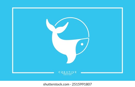 Blue whale logo illustration, blue whale in sea logo design