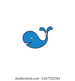 Blue whale logo with minimalist design, circular or circle-like design vector file