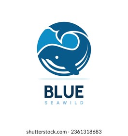 Logo de la ballena azul diseño minimalista con forma de círculo