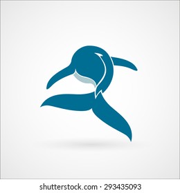 blue whale logo sign emblem isolated on white background