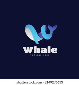 Diseño de la plantilla de logotipo de ballena azul
