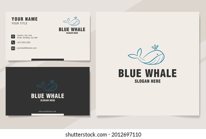 Blue whale logo template on monogram style