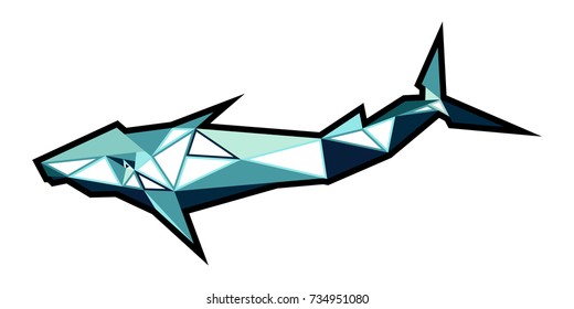 blue whale low poly. Geometric and Polygonal whale.