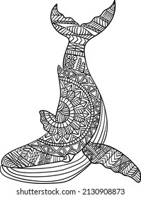 Blue Whale Mandala Coloring Pages for Adults