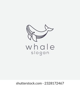 
Estilo de ballena azul minimalista icono ilustración de vector diseño logotipo