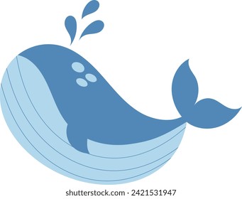 Blue whale ocean animal flat icon