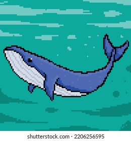 Blue Whale Ocean Retro Pixel Art Stock Vector (Royalty Free) 2206256595 ...