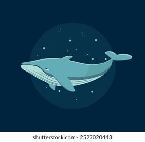 blue whale on a dark blue background Vector illustration