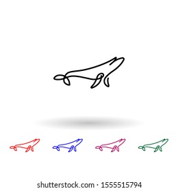 Blue whale one line multi color icon. Simple thin line, outline vector of animals one line icons for ui and ux, website or mobile application