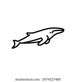 Blue Whale Outline Icon, Vector illustration