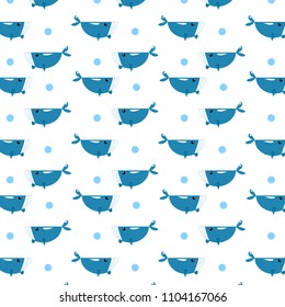 Blue whale pattern scattered with circles water bubble abstract background texture vector illustration