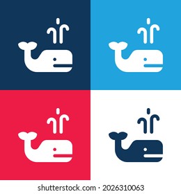 Blue Whale blue and red four color minimal icon set
