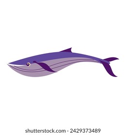 Blue Whale Sea Mammal Cartoon Style Illustration