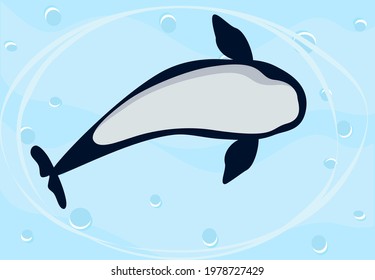 Blue whale in the sea vector illustration blue sea water sea and cute marine animals