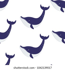 blue whale seamless pattern