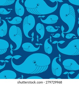 Blue whale seamless pattern