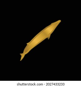 Blue Whale Shape gold plated metalic icon or logo vector
