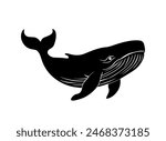 Blue whale silhouette, Whale silhouette, Blue whale icon set, Whale clipart.