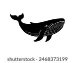Blue whale silhouette, Whale silhouette, Blue whale icon set, Whale clipart.