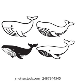 Blue Whale silhouette vector illustration .