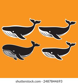 Blue Whale silhouette vector illustration .