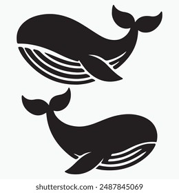 Blue Whale silhouette vector illustration .