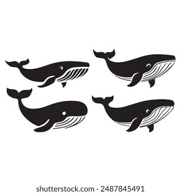 Blue Whale silhouette vector illustration .