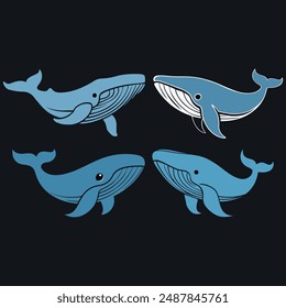 Blue Whale silhouette vector illustration