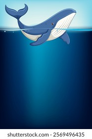 A blue whale swimming gracefully in the sea
