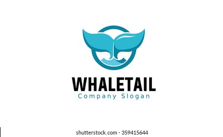 Blue Whale Tail Circle Logo Symbol Design Illustration 