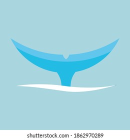 Blue whale tail icon illustration