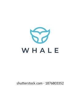 Blue Whale Tail Monoline Logo Design Icon Vector Illustration